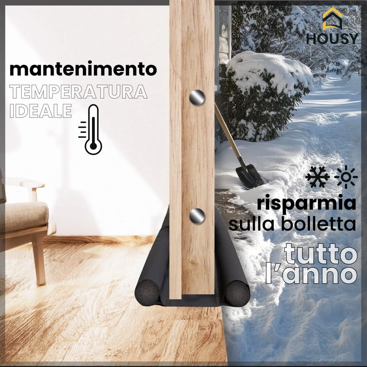HOUSY Paraspifferi Sottoporta per Porte Blindate o Ingresso, fino a 10cm di Spessore, Lunghezza 90cm - immagine 4
