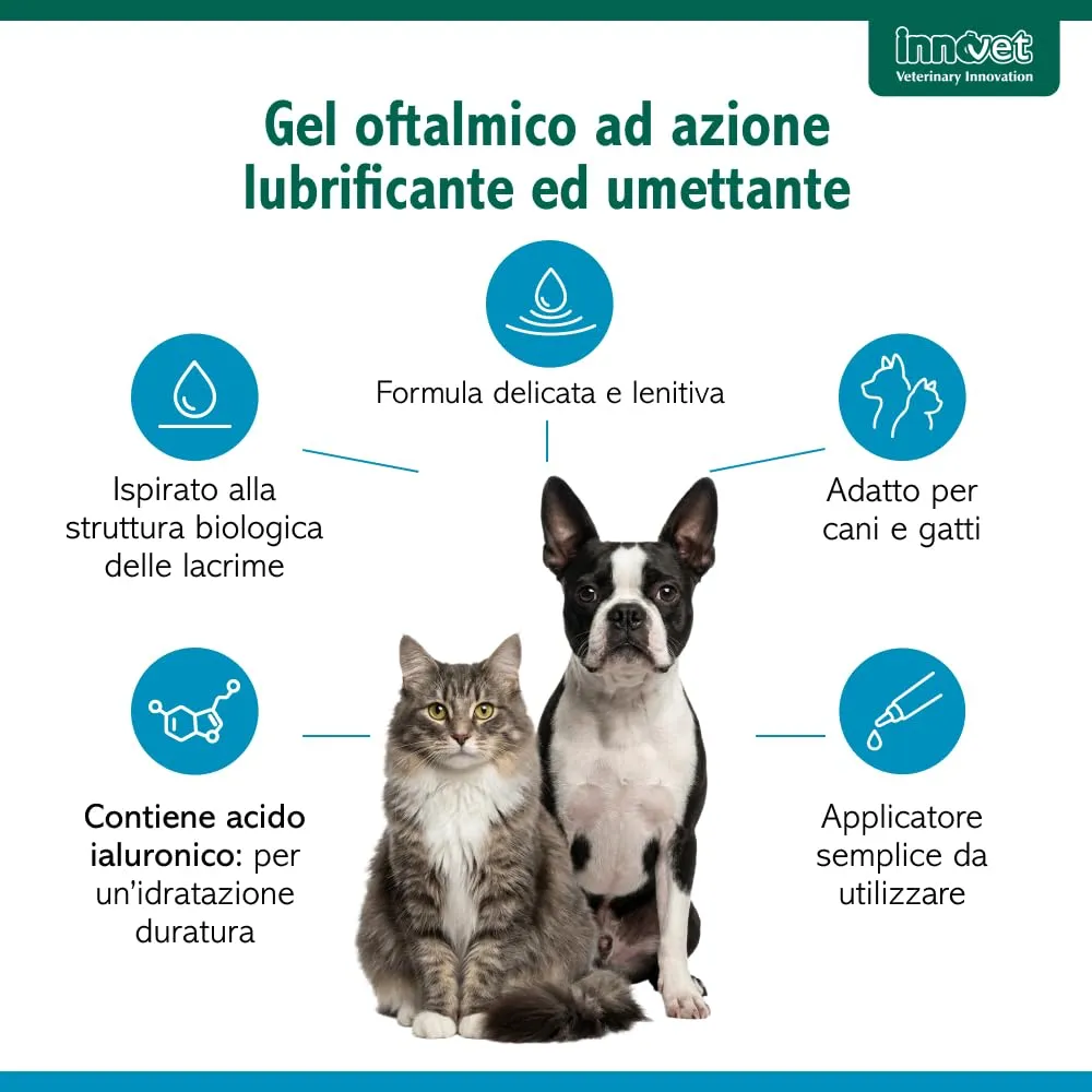 Innovet Oculvet Gel Oftalmico per Cani e Gatti con Acido Ialuronico e Adelmidrol, 10 ml - immagine 3