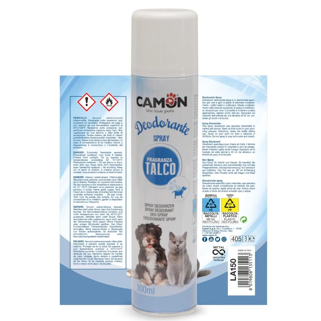 Camon Deodorante Spray al Talco per Cani e Gatti, 300ml - immagine 2