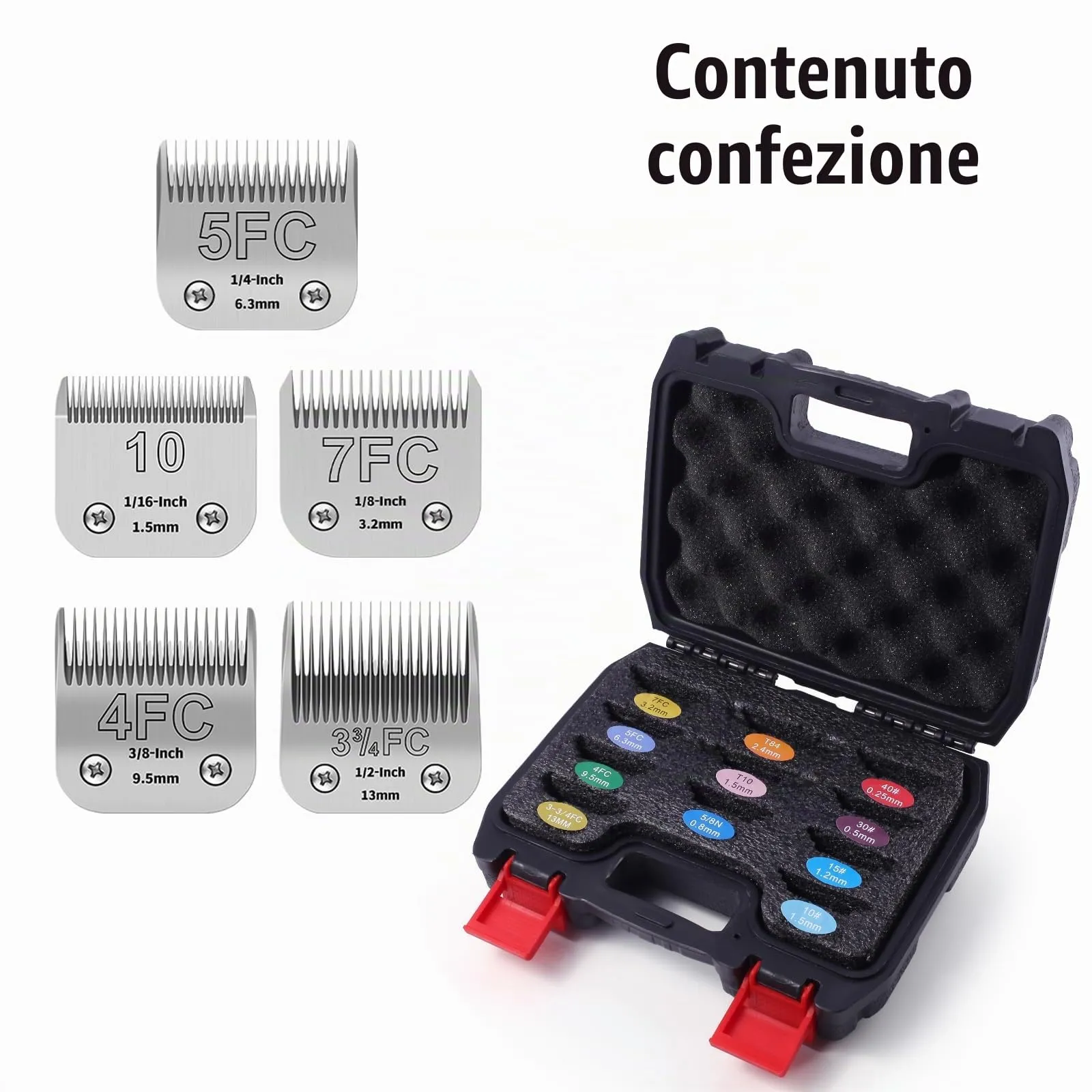 YAZIYIR Lame per Toelettatura Cani in Acciaio Inossidabile, compatibili con Andis, Oster A5, Heiniger, Moser Max 50, Wahl Serie KM10, Misura 10/7FC/5FC/4FC/3FC, 5 Pezzi - immagine 7