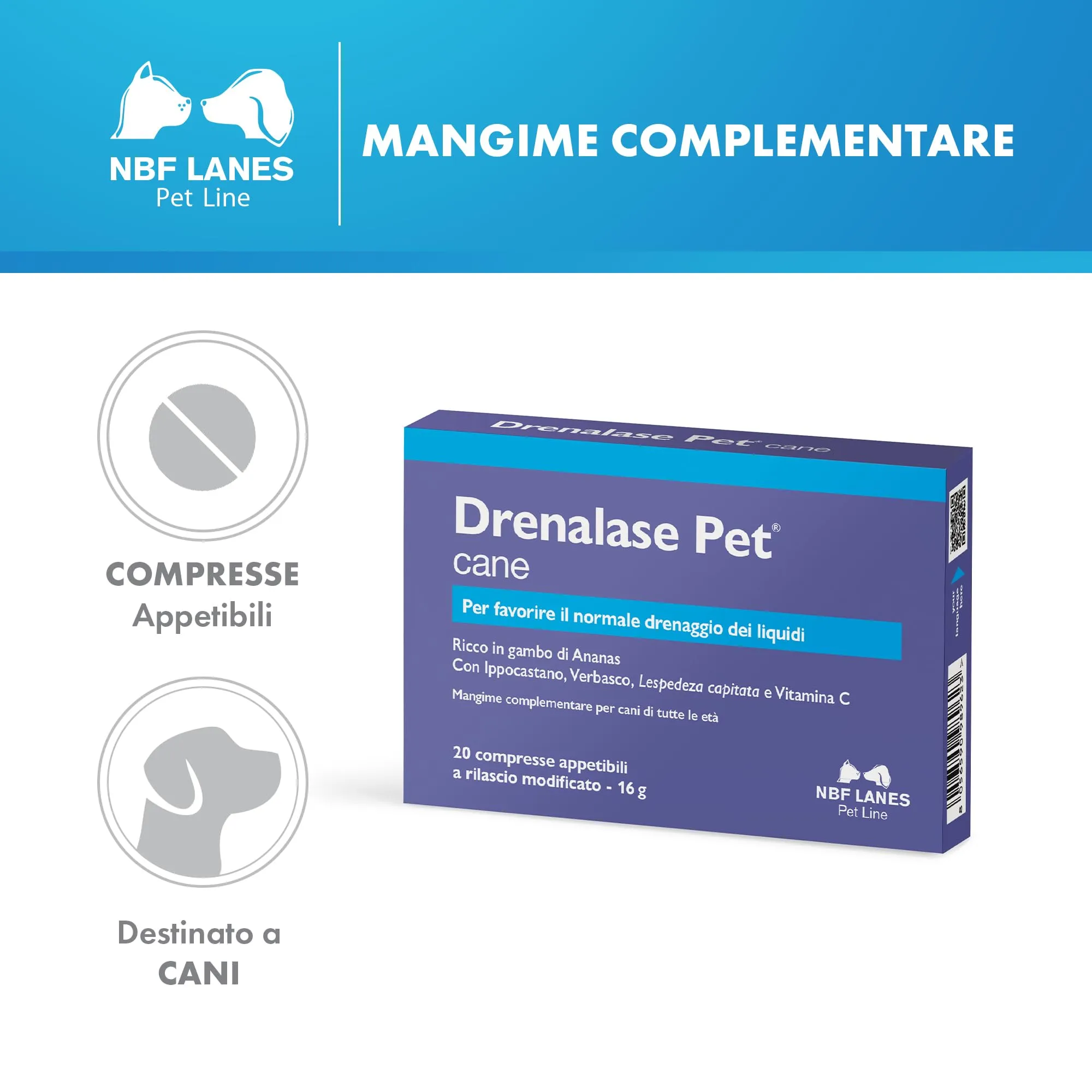 NBF Lanes Drenalase Pet Cane, 20 Compresse a Rilascio Modificato - immagine 2
