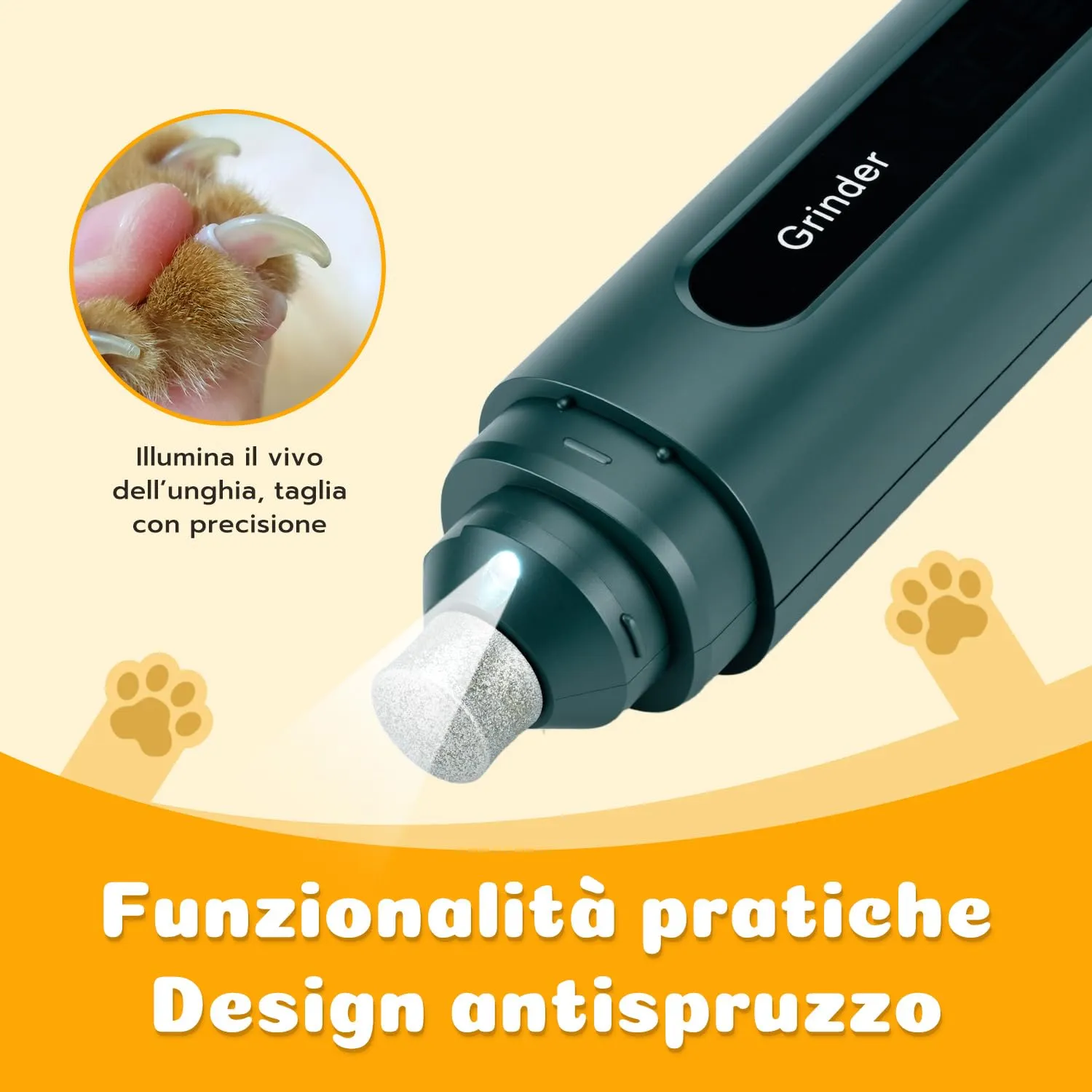 Wigearss Tagliaunghie Cani Elettrico Ricaricabile con 5 velocità e Luce LED - immagine 6