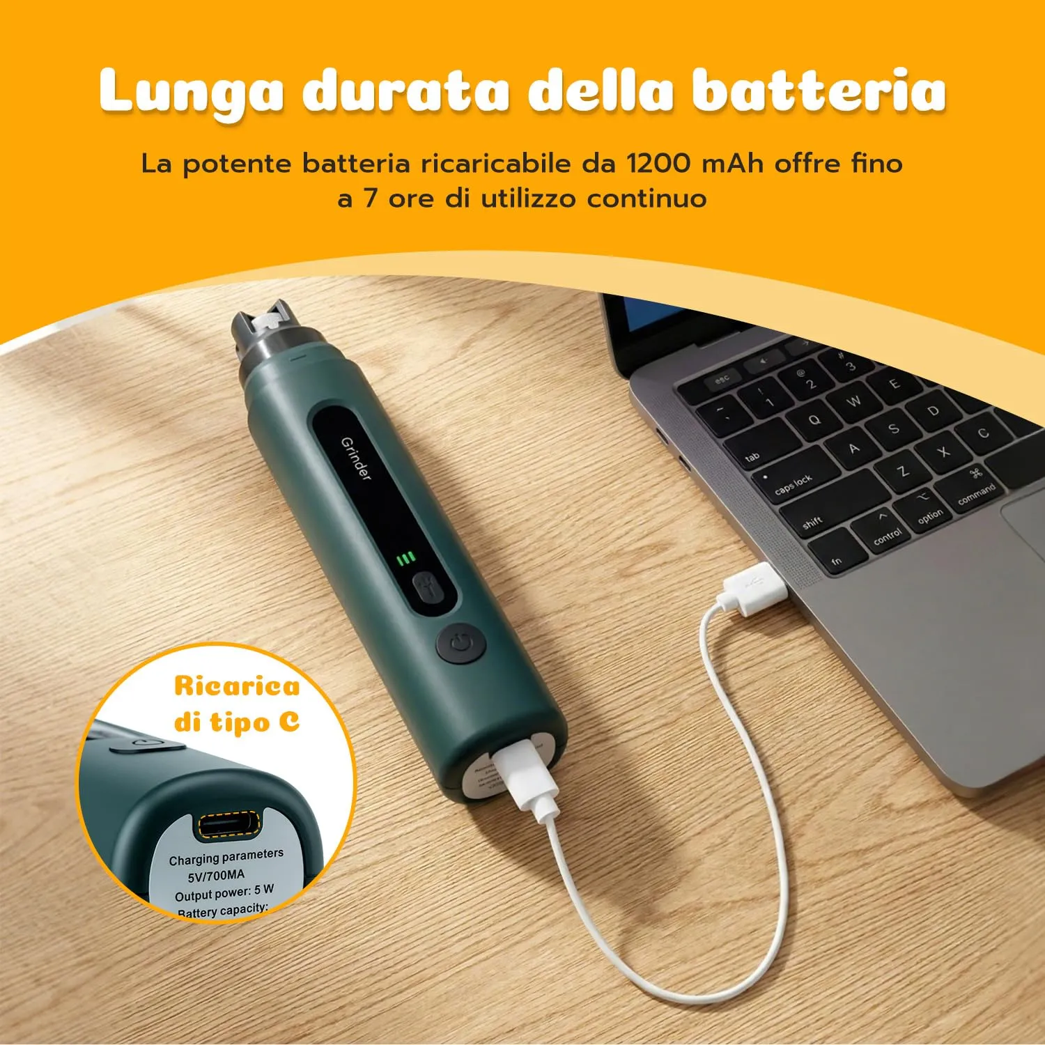 Wigearss Tagliaunghie Cani Elettrico Ricaricabile con 5 velocità e Luce LED - immagine 7