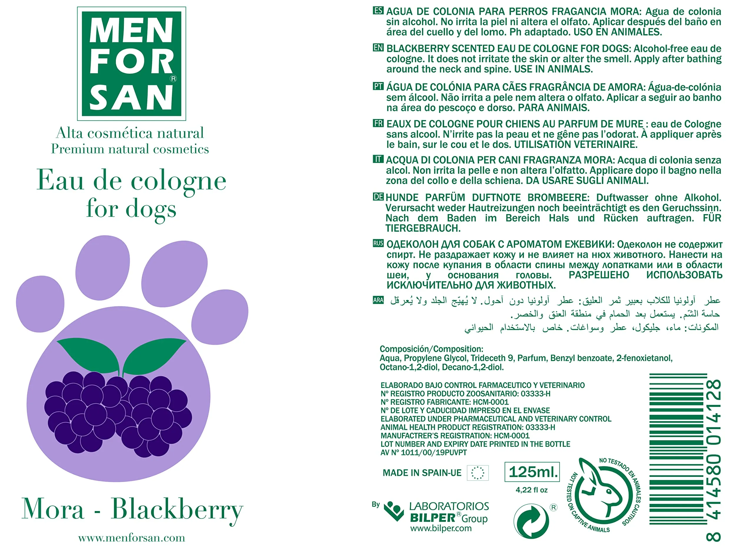 Menforsan Parfum pour animaux domestiques Chien Mûre, 125 ml - immagine 2