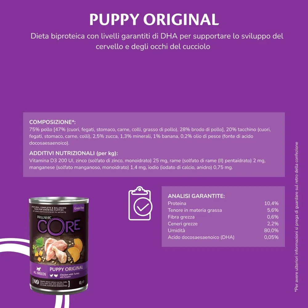Wellness CORE 95% Pollo & Tacchino Cibo Umido Cani, 6 x 400g - immagine 6