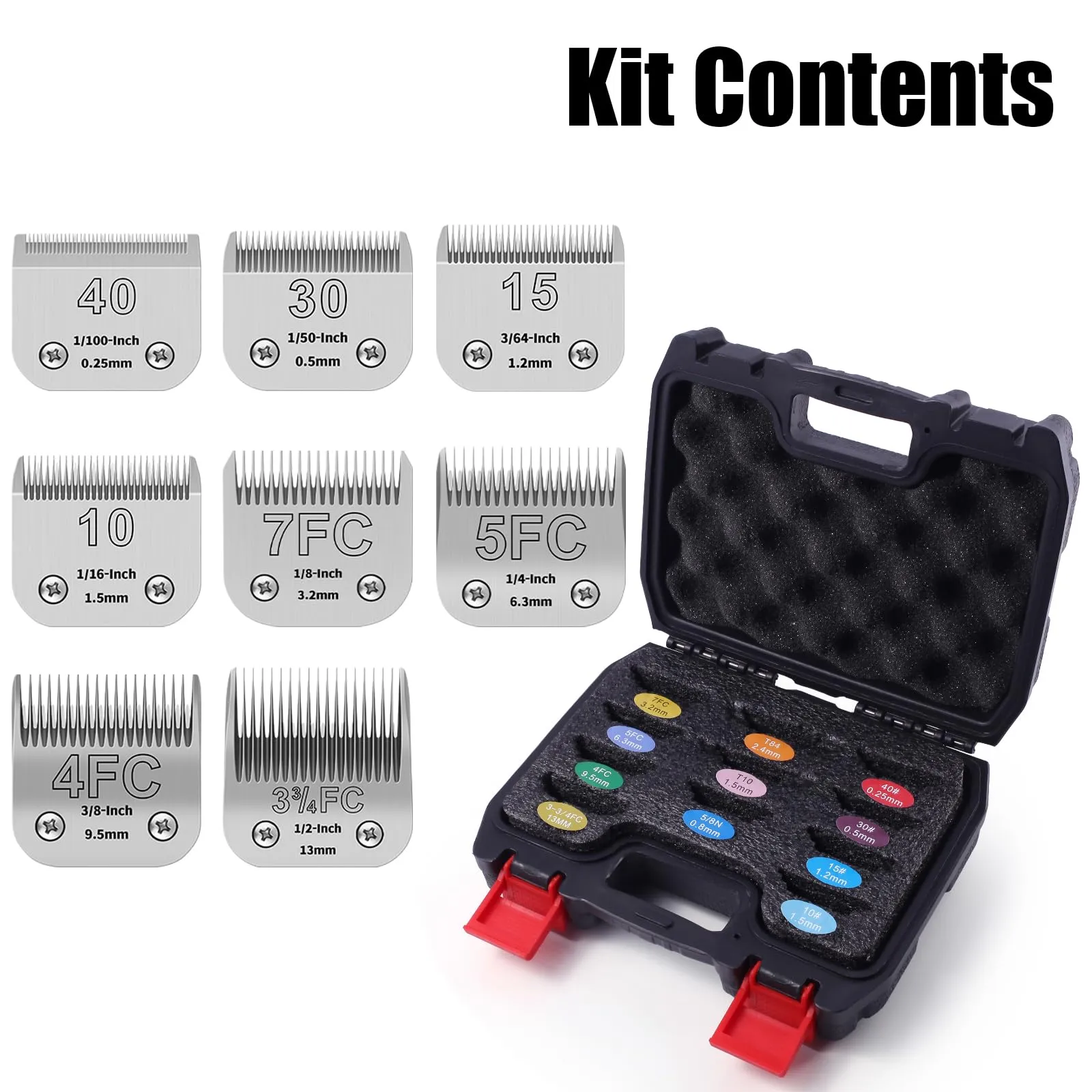 YAZIYIR Set di 8 Lame di Ricambio in Acciaio Inossidabile per Toelettatura Cani, Compatibili con Andis, Oster A5, Heiniger, Moser Max 50, Wahl KM10 (0.25-13mm) - immagine 7
