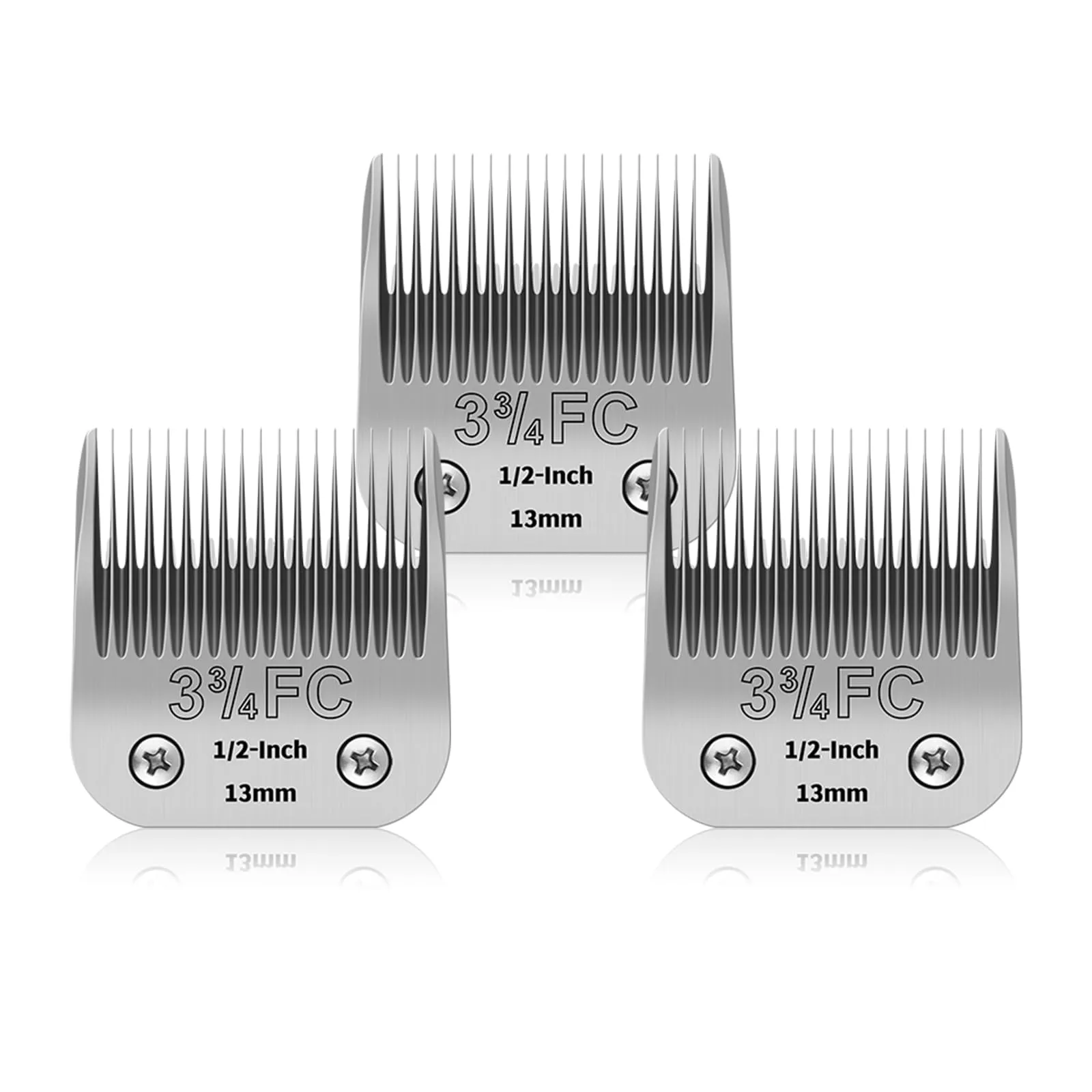 YAZIYIR Lame in acciaio inossidabile per toelettatura cani 3-3/4FC, compatibili con Andis, Oster A5, Heiniger, Moser, Wahl KM10, lunghezza di taglio 1/2 pollice 13 mm, confezione da 3 - immagine 1
