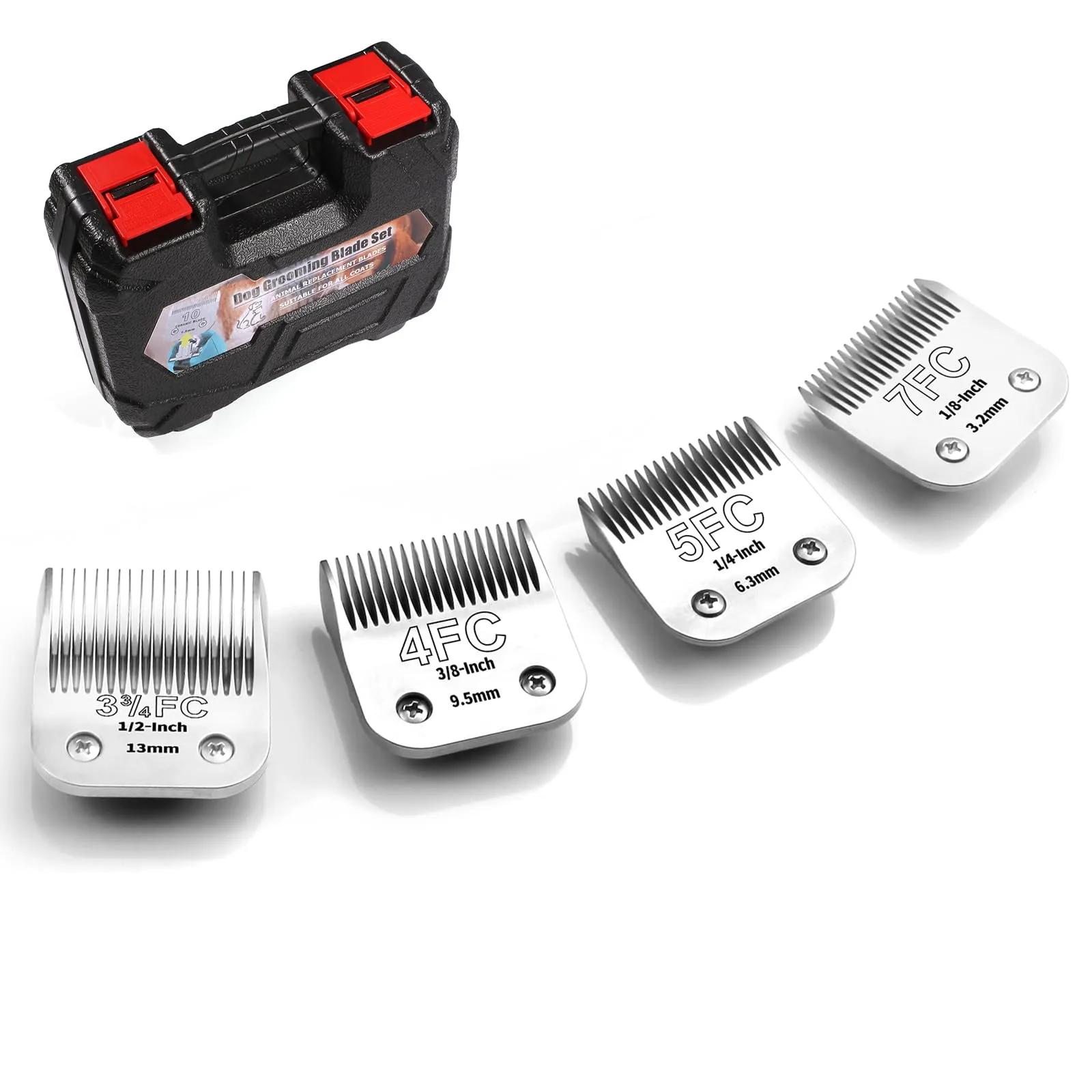 YAZIYIR Lame per toelettatura per Cani in Acciaio Inossidabile, Taglia 7FC/5FC/4FC/3FC, compatibili con Andis, Oster A5, Heiniger, Moser Max 50, Wahl Serie KM10, 4 Pezzi - immagine 1