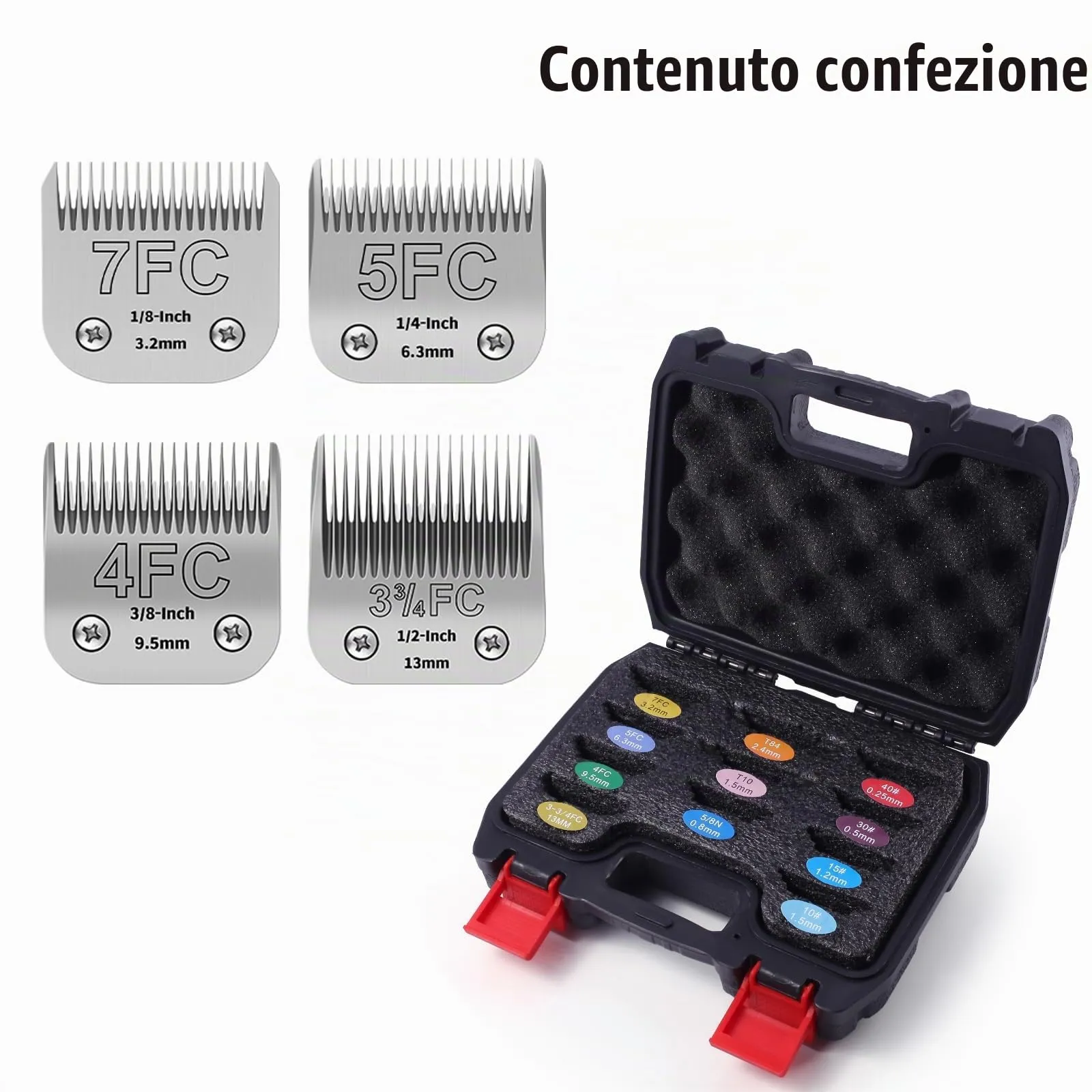 YAZIYIR Lame per toelettatura per Cani in Acciaio Inossidabile, Taglia 7FC/5FC/4FC/3FC, compatibili con Andis, Oster A5, Heiniger, Moser Max 50, Wahl Serie KM10, 4 Pezzi - immagine 7