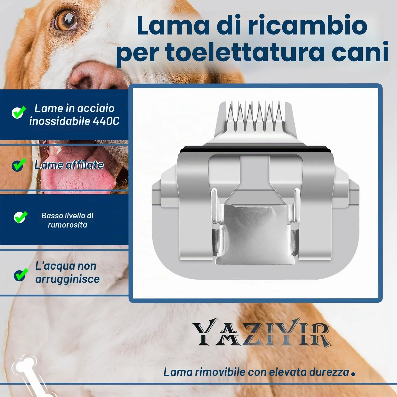 YAZIYIR Lame in acciaio inossidabile 5/8 (0,8 mm) compatibili con Andis, Oster A5, Heiniger, Moser e Wahl KM10 - immagine 2