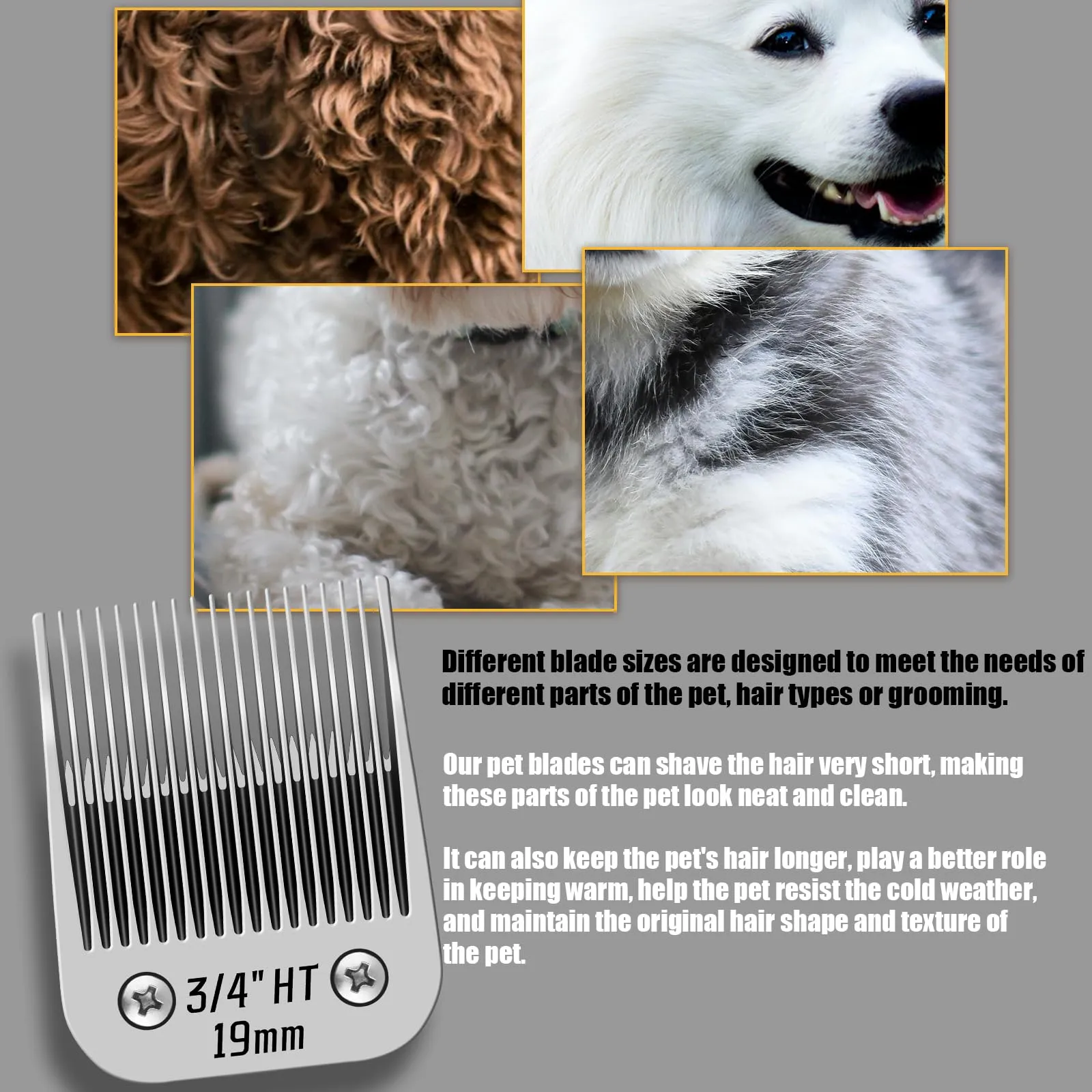 YAZIYIR Lame in Acciaio Inossidabile 3/4HT (19mm) per Toelettatura Cani, compatibili con Heiniger, Moser Max 50, Andis, Oster A5, Wahl - immagine 4