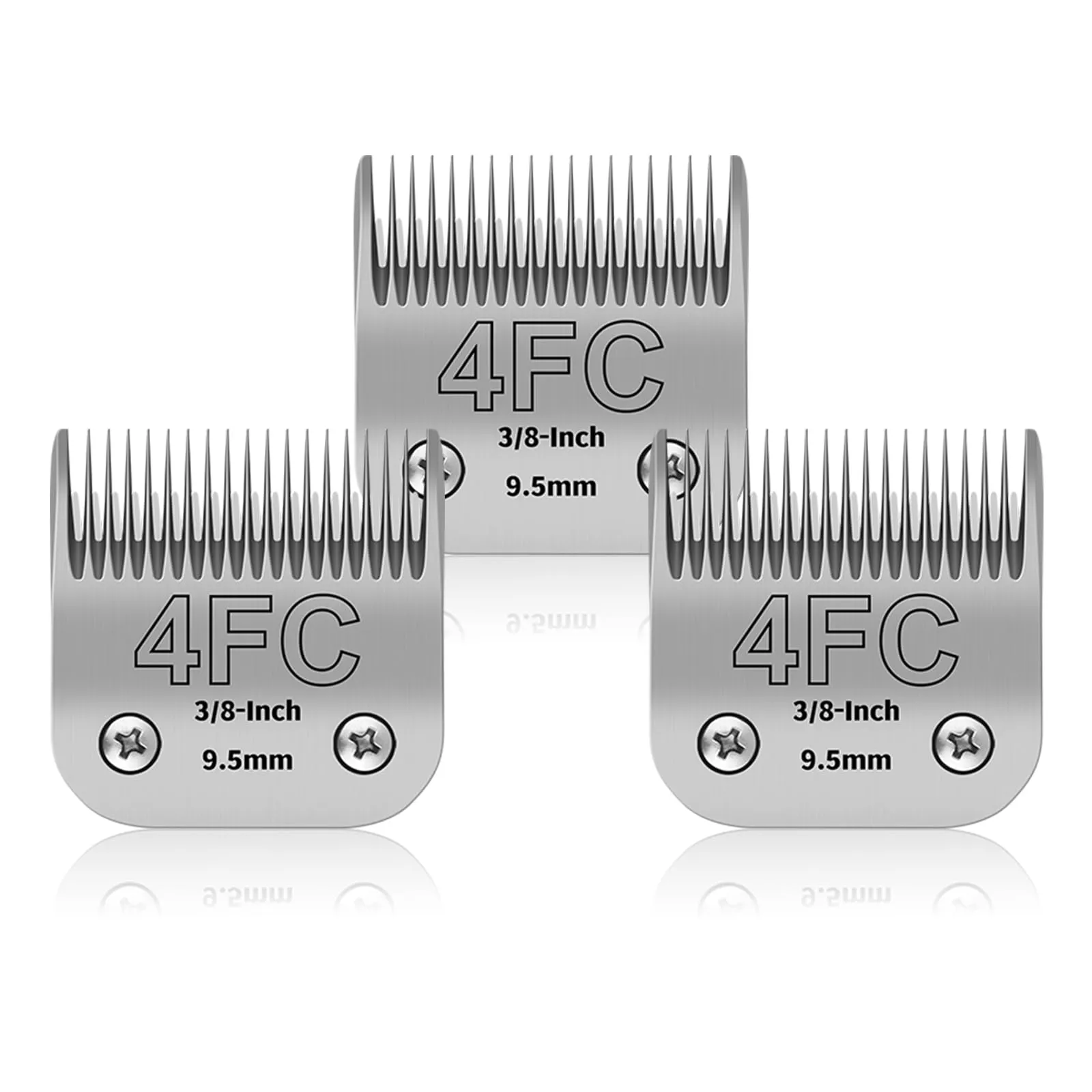 YAZIYIR Lame in acciaio inossidabile 4FC per toelettatura cani, 3/8 pollici (9,5 mm), compatibili con Andis, Oster A5, Heiniger, Moser Max 50, Wahl, confezione da 3 - immagine 1