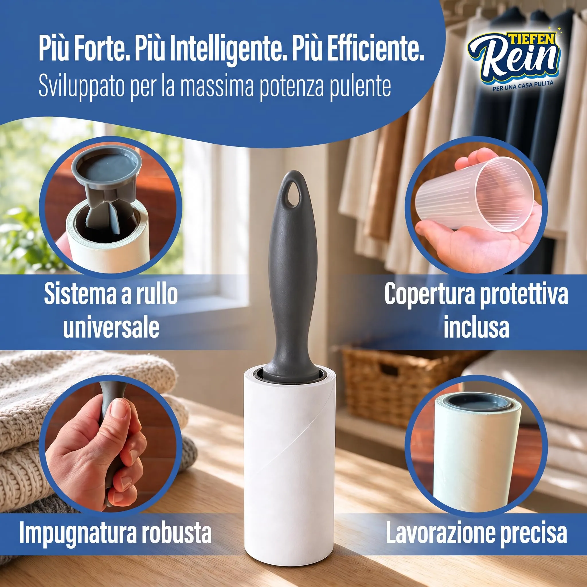 TiefenRein Rullo Adesivo Peli Domestici e Indumenti, Set 2 (180 Fogli) - immagine 4