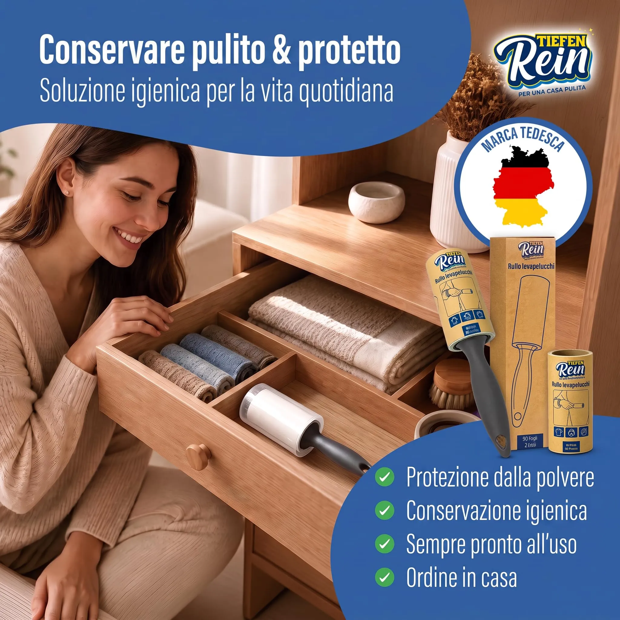 TiefenRein Rullo Adesivo Peli Domestici e Indumenti, Set 2 (180 Fogli) - immagine 7