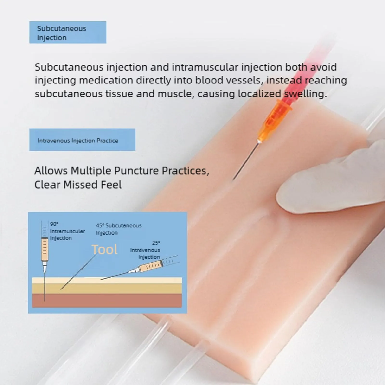 Jazuaiao Simulatore di Iniezioni di Vena e Modello di Addestramento Sutura in Silicone - immagine 4