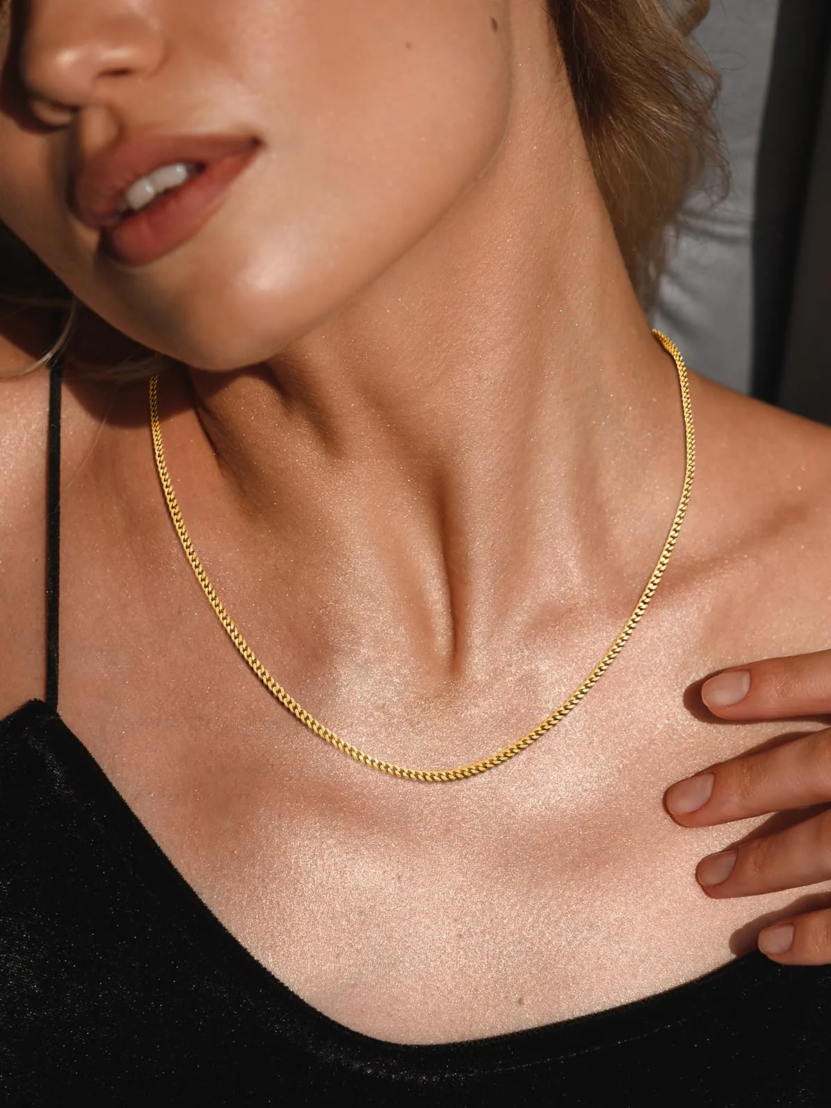 U7 Collana Catena Cubana Oro Acciaio Inox 3 mm 55 cm - immagine 2