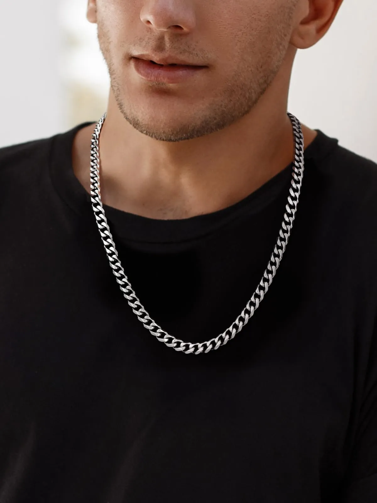 U7 Collana Uomo Catena Cubana in Acciaio Inossidabile, 9 mm x 56 cm - immagine 3