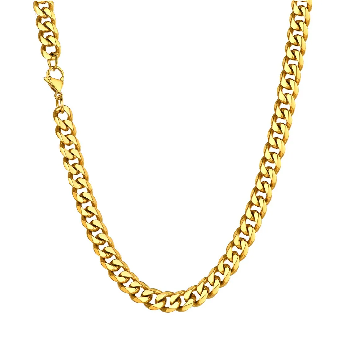 U7 Collana Uomo Catena Cubana Oro Acciaio Inox 9 mm 56 cm - immagine 1