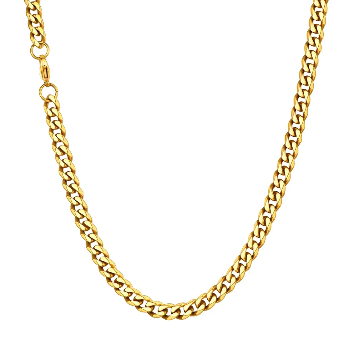 U7 Collana Uomo Catena Cubana in Acciaio Inox Oro 6 mm 61 cm - immagine 1