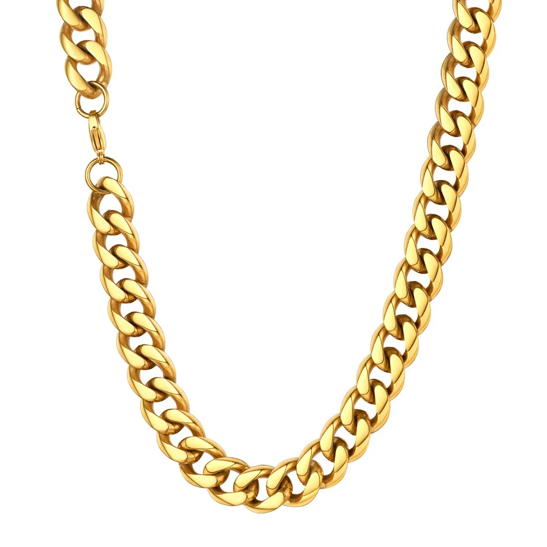 U7 Collana Uomo Catena Cubana Oro Acciaio Inox 12 mm 61 cm - immagine 1