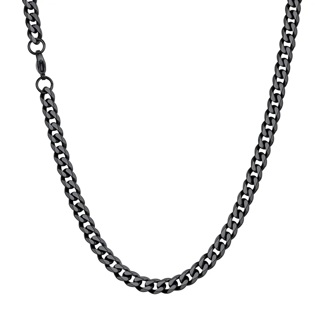 U7 Collana Uomo Catena Cubana in Acciaio Inox, Nera, 6 mm x 61 cm - immagine 1
