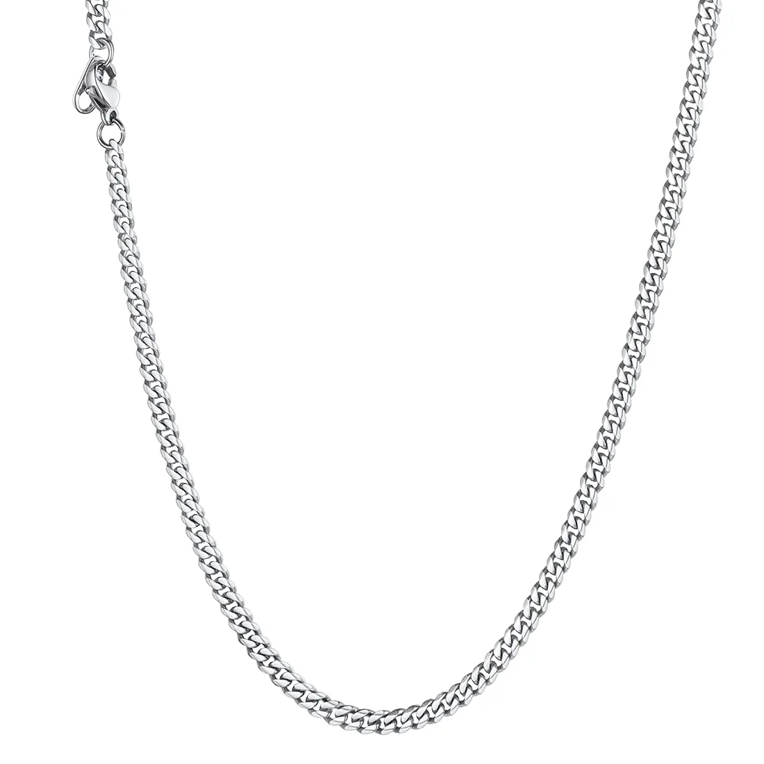U7 Collana Catena Cubana in Acciaio Inossidabile, 3 mm, 56 cm - immagine 1