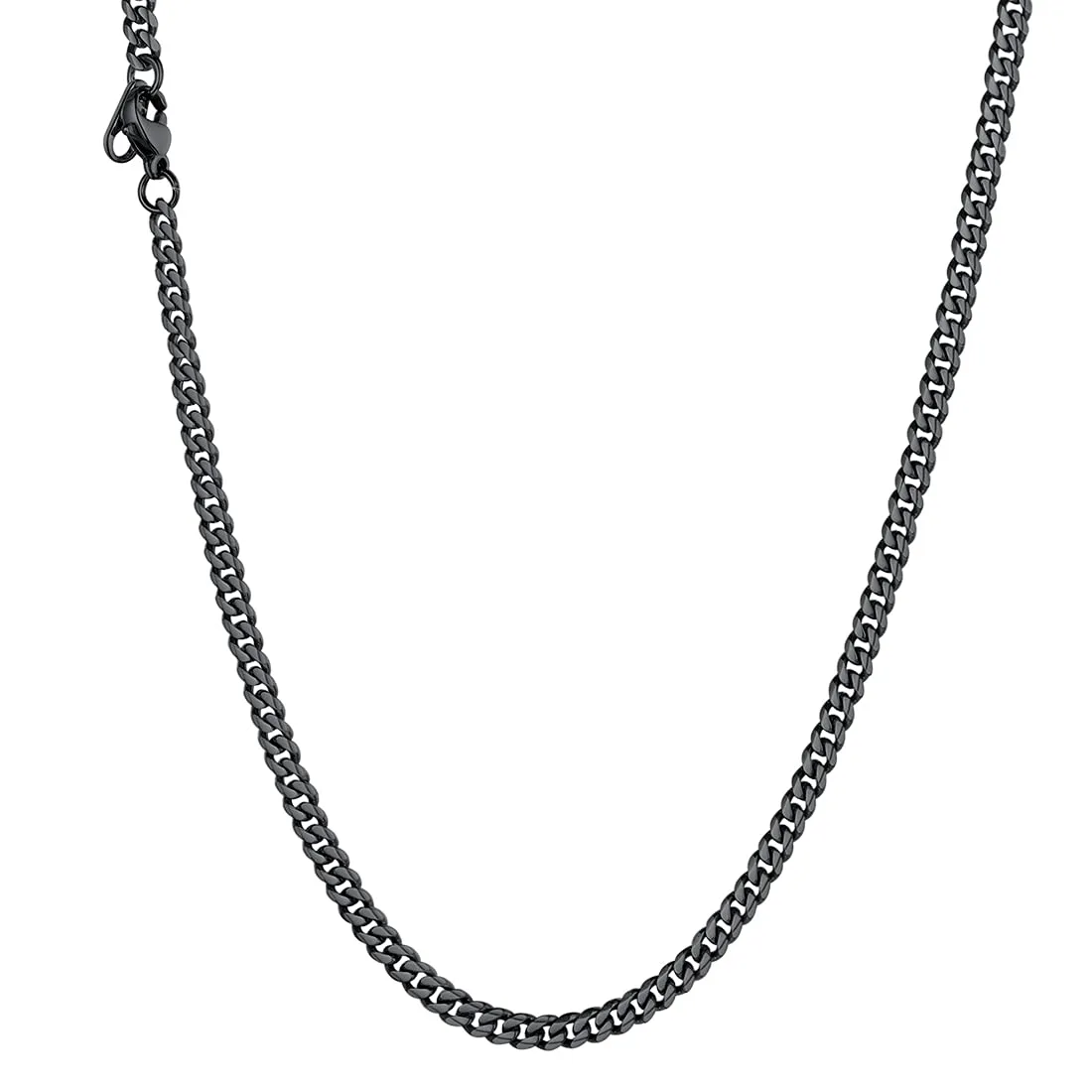 U7 Collana Catena Cubana in Acciaio Inox Nera, 3 mm x 76 cm - immagine 1