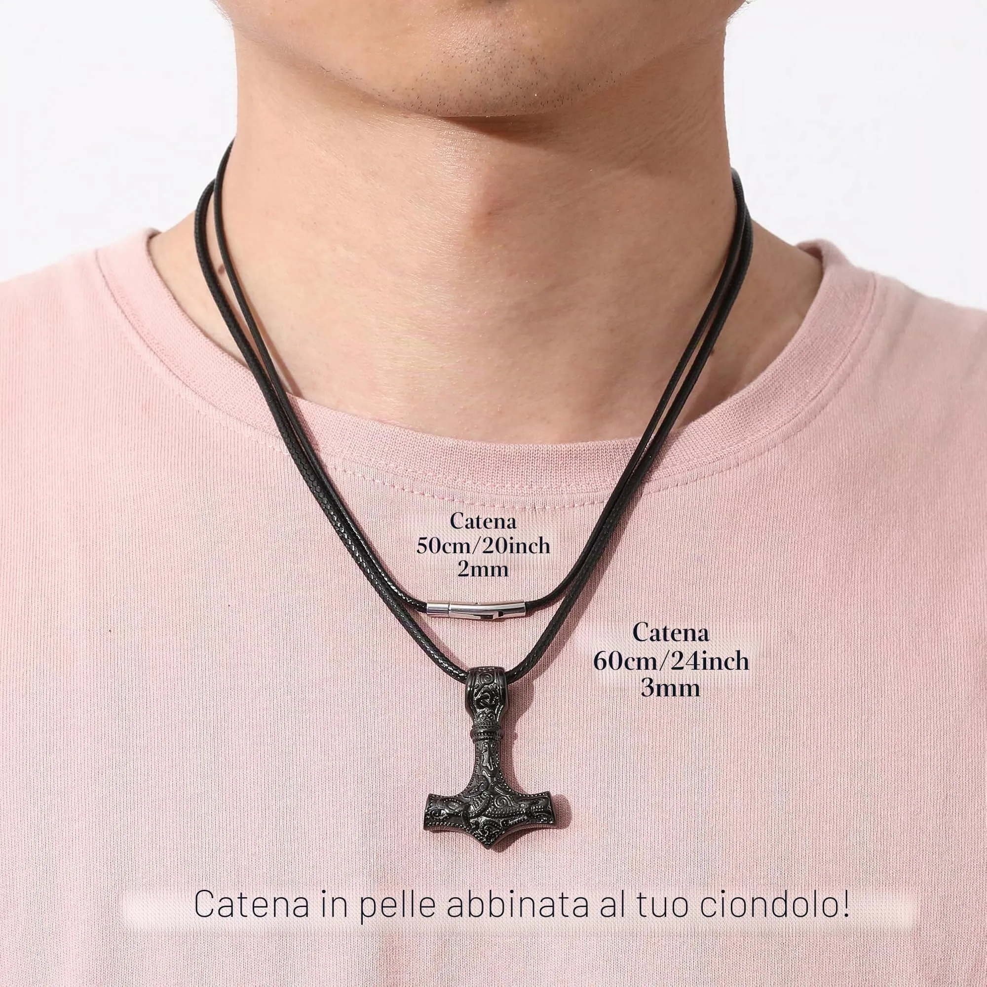 RWQIAN Collana in Pelle Sintetica Intrecciata Marrone con Chiusura in Acciaio Inossidabile, 56cm x 3mm - immagine 5