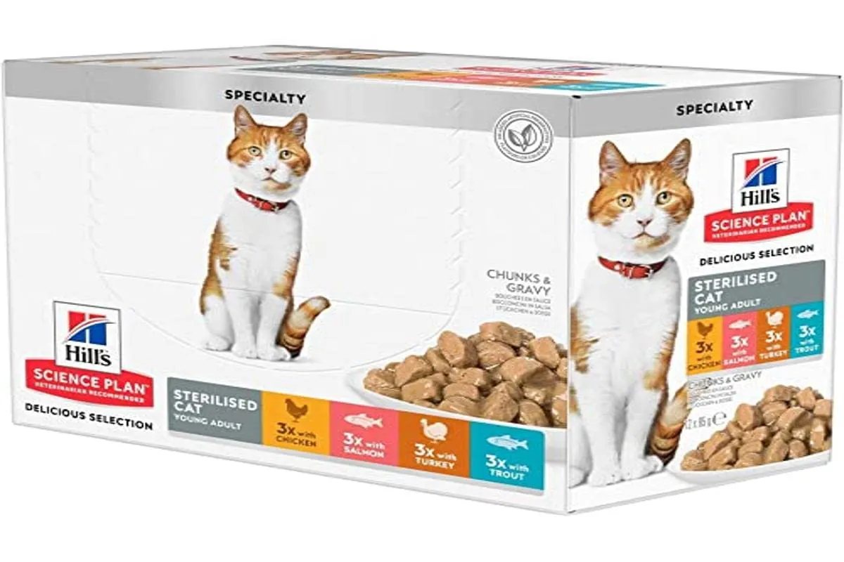 Hill's Science Plan Sterilised Bocconcini Multipack Wet Cat Food, 12 x 85g - immagine 1