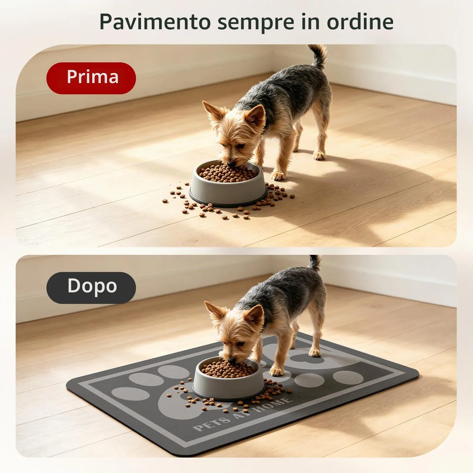 ZICRO Tappetino Alimentazione per Animali Domestici, Grigio Scuro, 30x50cm - immagine 3
