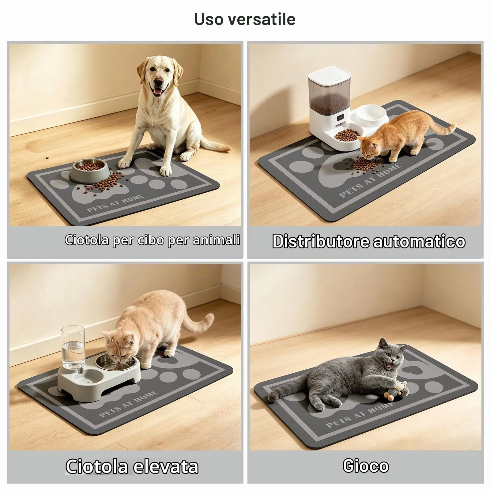 ZICRO Tappetino Alimentazione per Animali Domestici, Grigio Scuro, 30x50cm - immagine 6