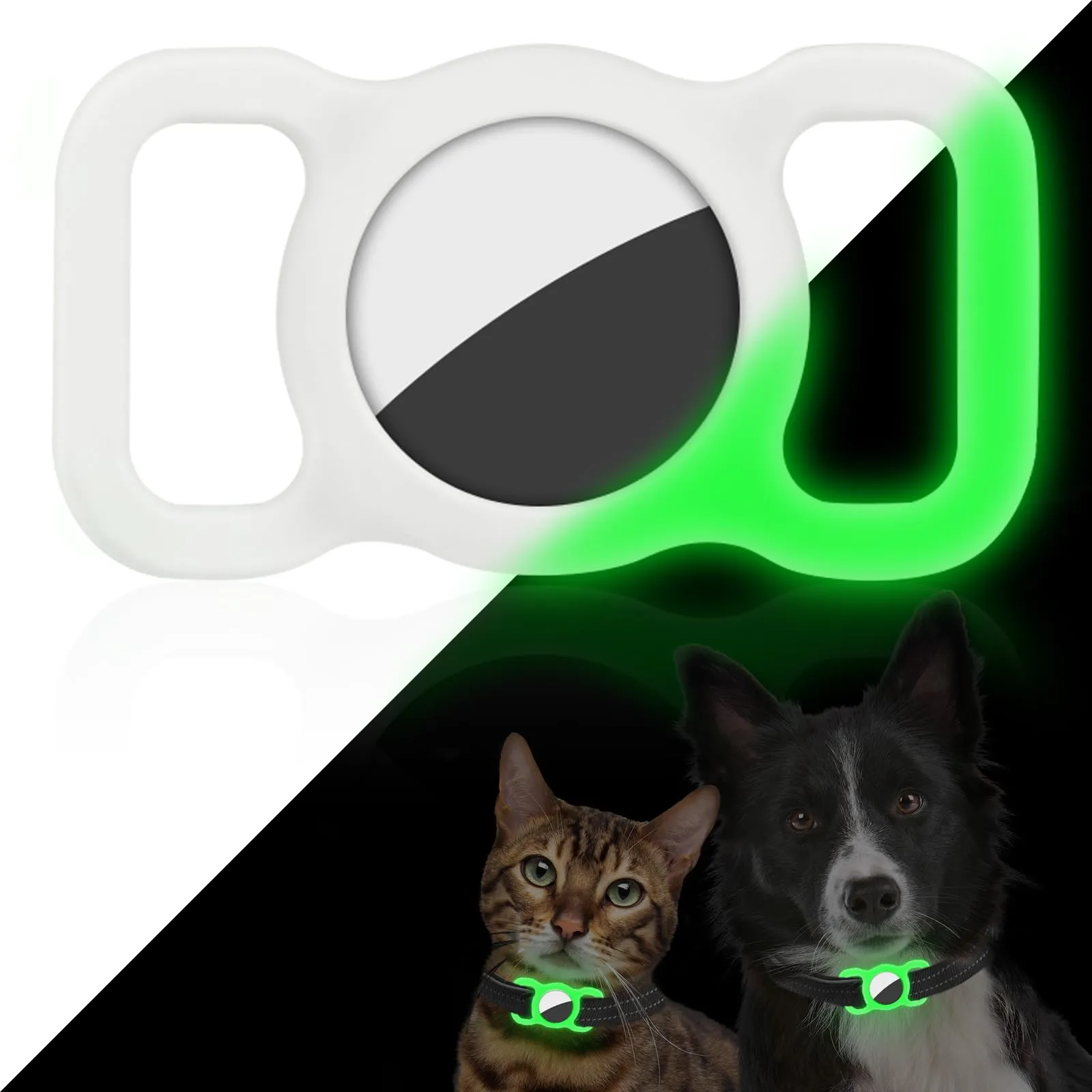 Ainiv Custodia in Silicone per Airtag per Cani e Gatti, Verde Fluorescente - immagine 1