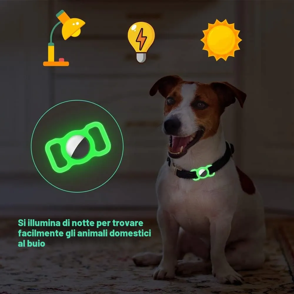 Ainiv Custodia in Silicone per Airtag per Cani e Gatti, Verde Fluorescente - immagine 2