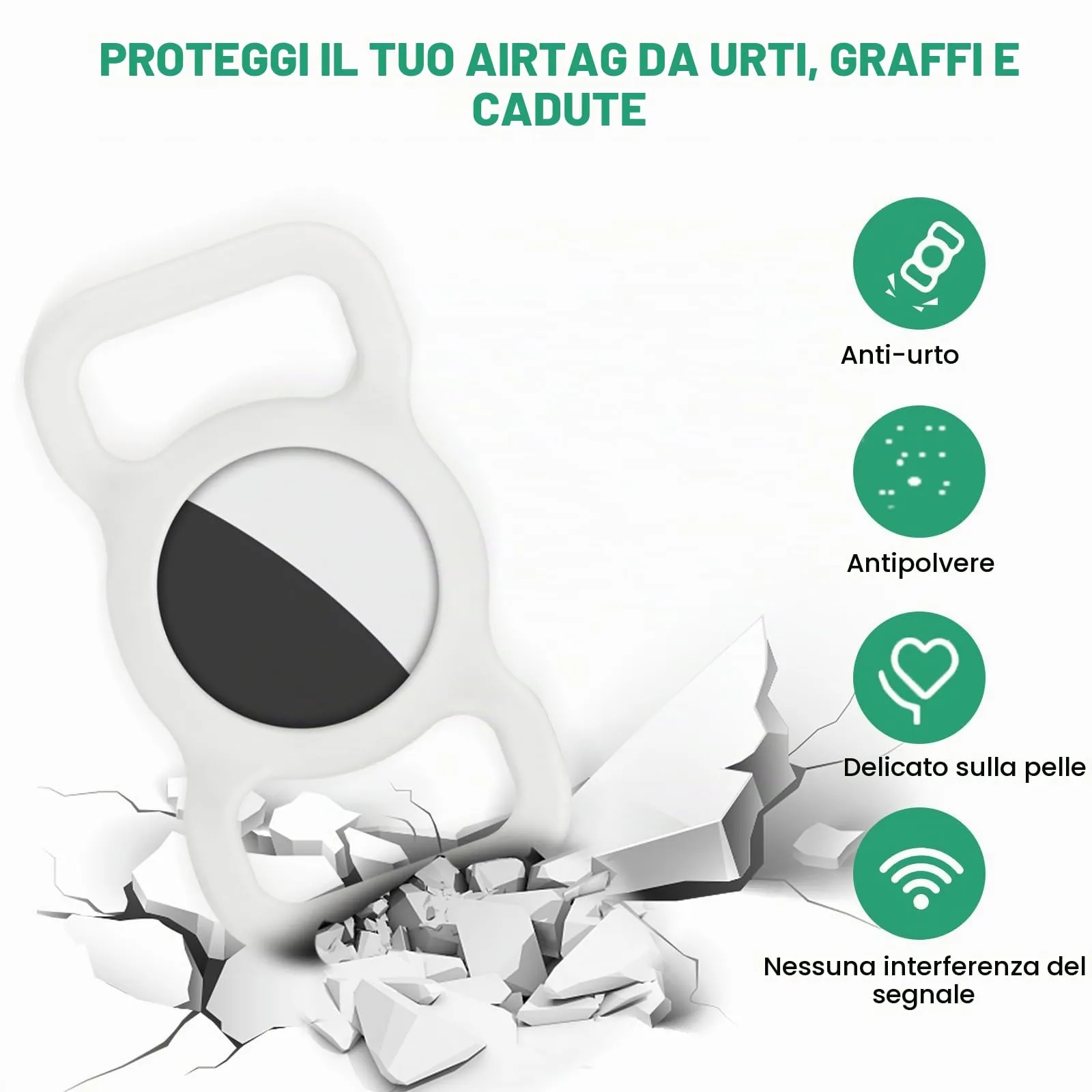 Ainiv Custodia in Silicone per Airtag per Cani e Gatti, Verde Fluorescente - immagine 4