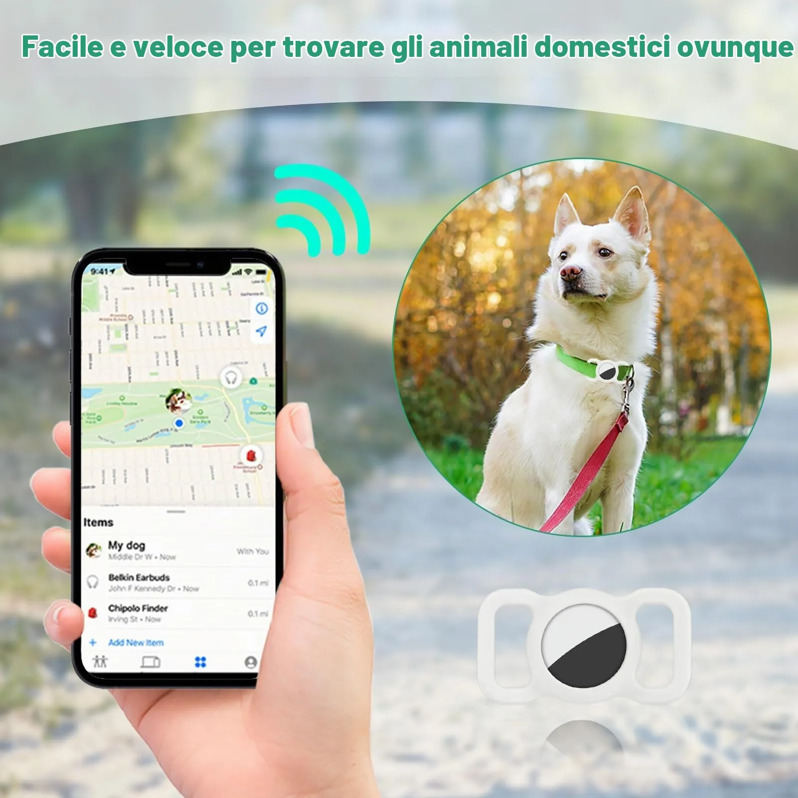 Ainiv Custodia in Silicone per Airtag per Cani e Gatti, Verde Fluorescente - immagine 5