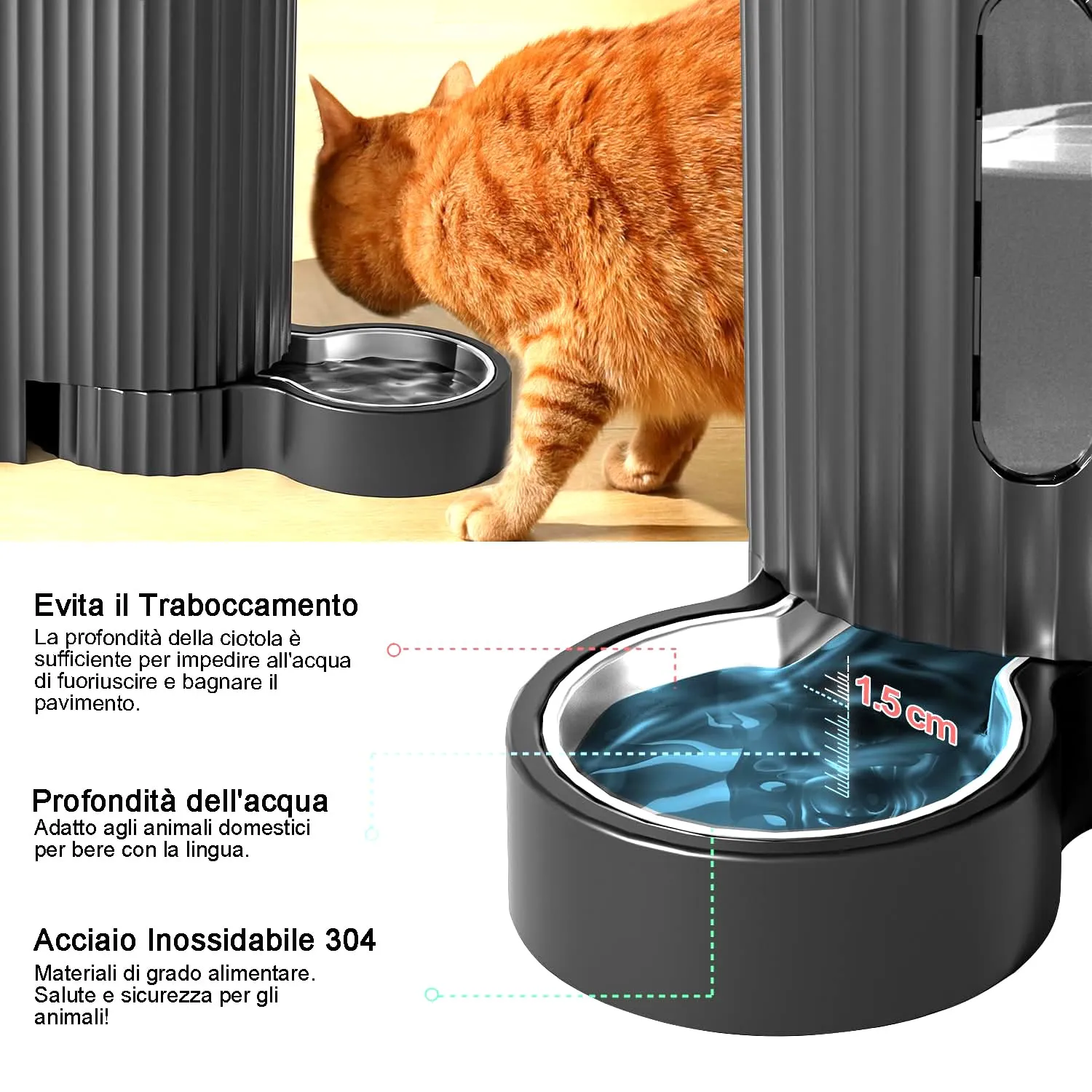 Gardner Pet Distributore 2 in 1 Cibo e Acqua per Gatti, 3L*2, Grigio Scuro - immagine 5