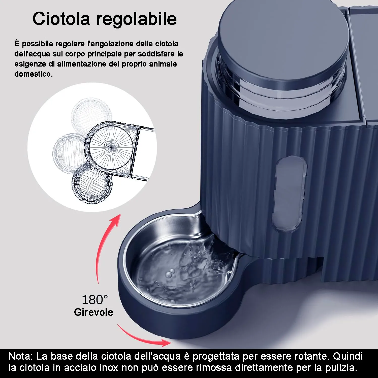 Gardner Pet Distributore 2 in 1 Cibo e Acqua per Gatti 6L*2, Blu Scuro - immagine 4