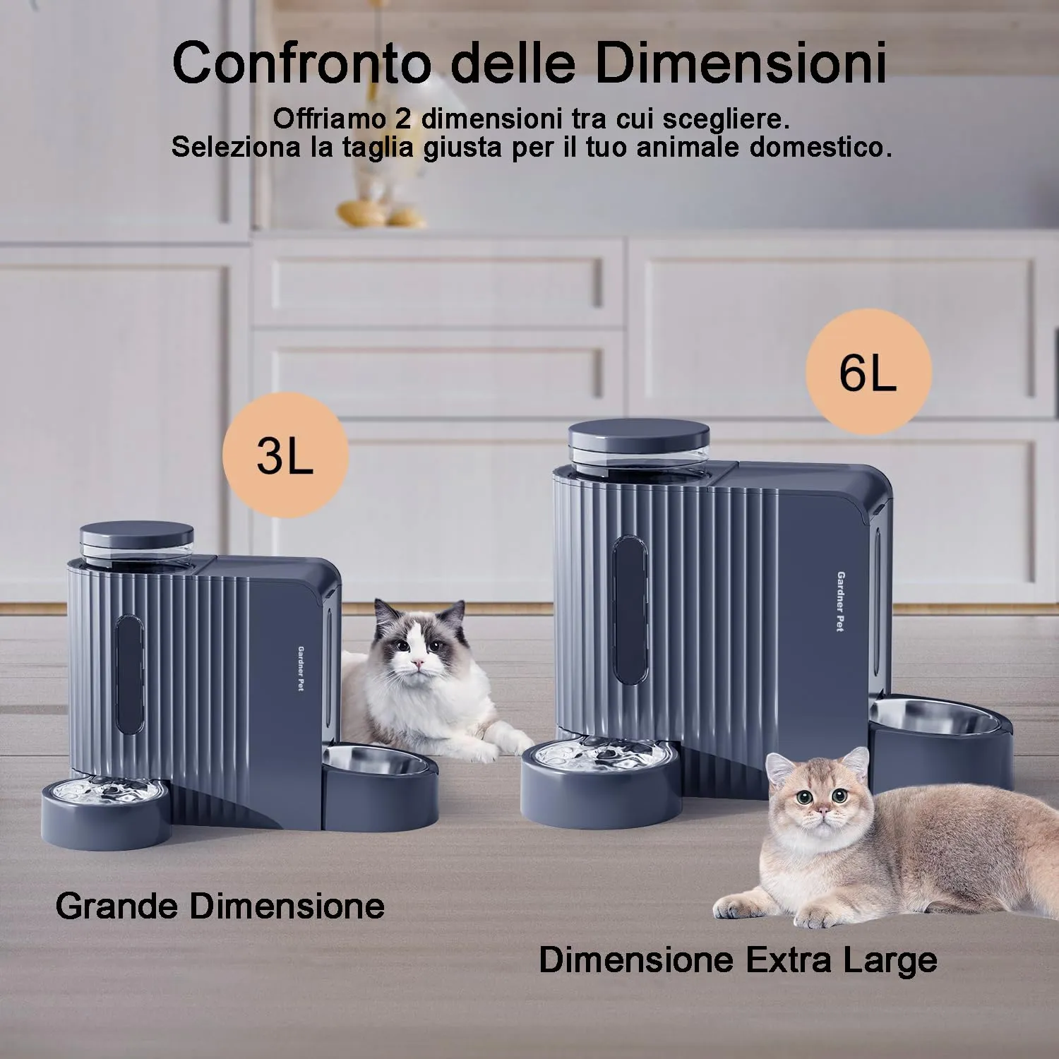 Gardner Pet Distributore 2 in 1 Cibo e Acqua per Gatti 6L*2, Blu Scuro - immagine 6