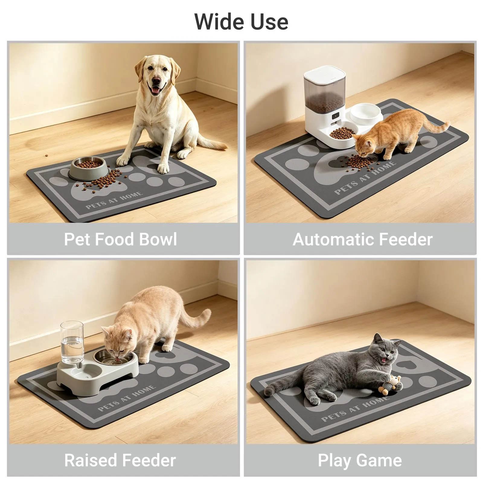 ZICRO Tappetino Alimentazione per Animali Domestici, Grigio Scuro, 43x80cm - immagine 6