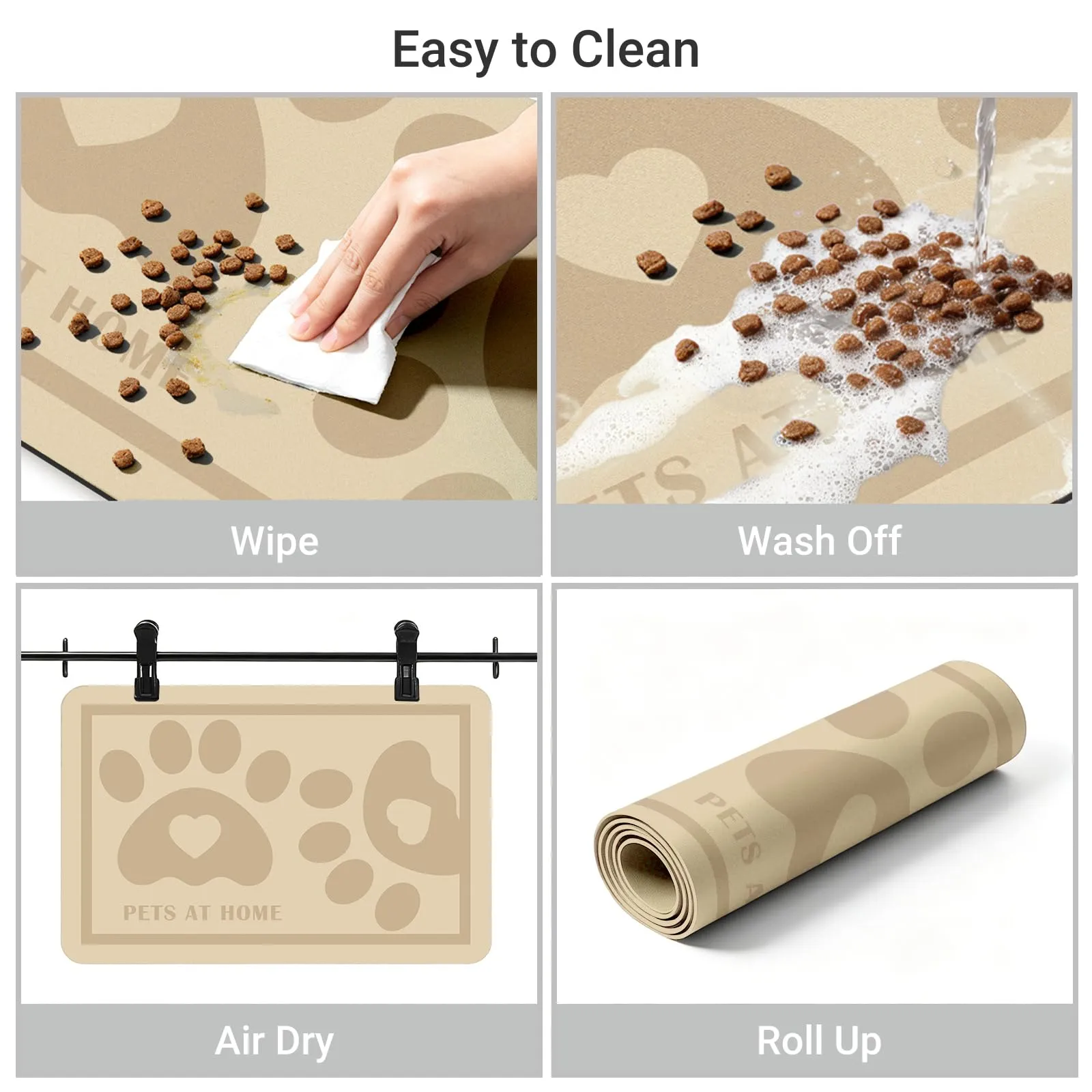 ZICRO Tappetino Alimentazione per Animali Domestici, Beige, 60x90cm - immagine 4