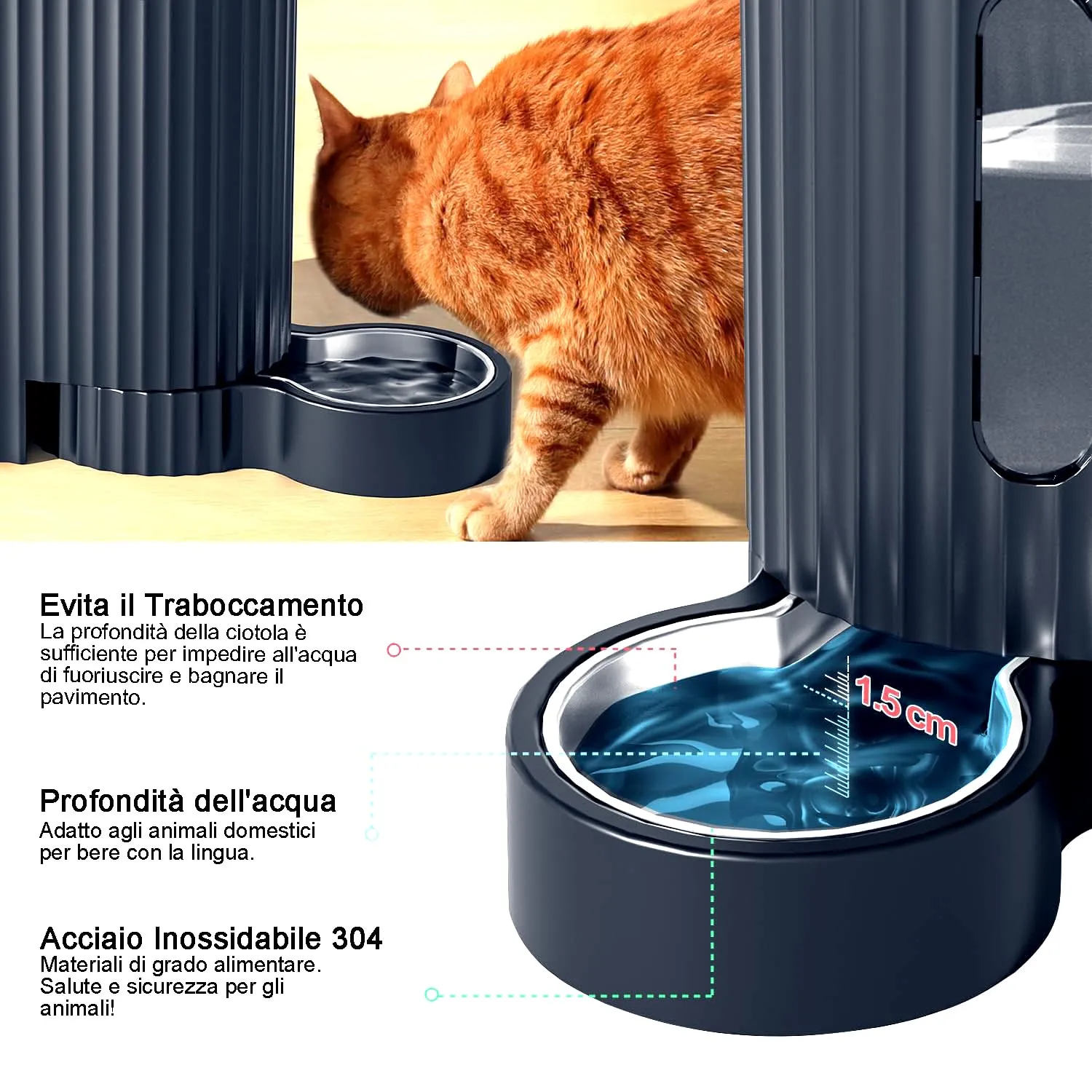 Gardner Pet Distributore 2 in 1 Cibo e Acqua per Gatti 3L*2, Blu Scuro - immagine 5