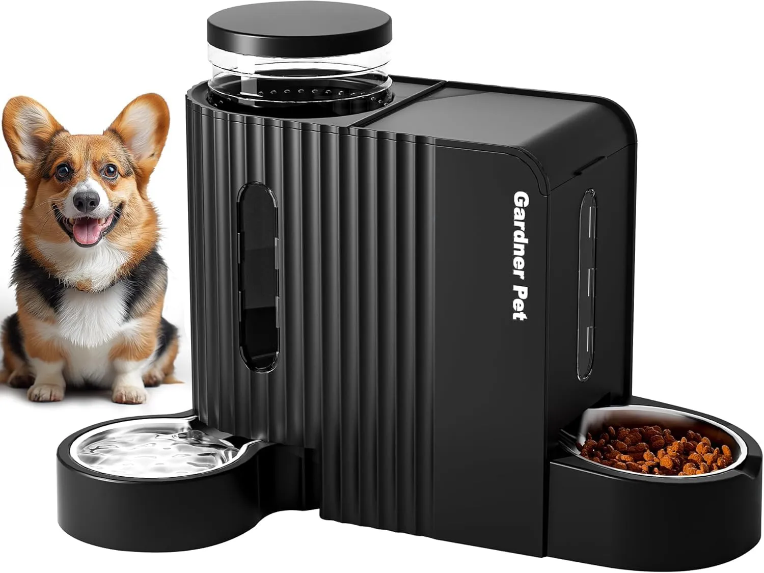 Gardner Pet Distributore 2 in 1 Cibo e Acqua per Gatti 6L*2, Nero - immagine 1
