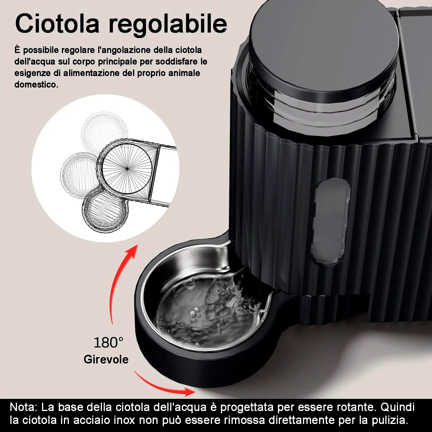 Gardner Pet Distributore 2 in 1 Cibo e Acqua per Gatti 6L*2, Nero - immagine 4