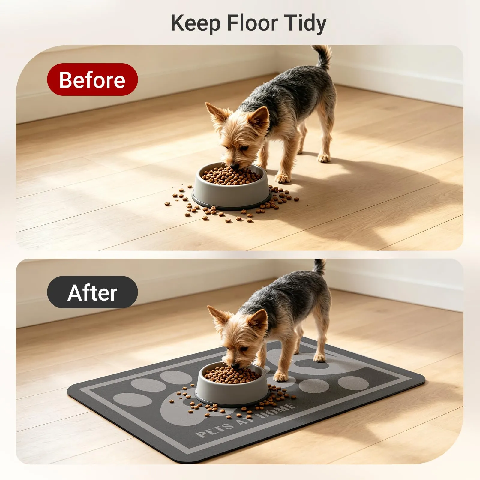 ZICRO Tappetino Alimentazione per Animali Domestici, Grigio scuro, 60x90cm - immagine 3