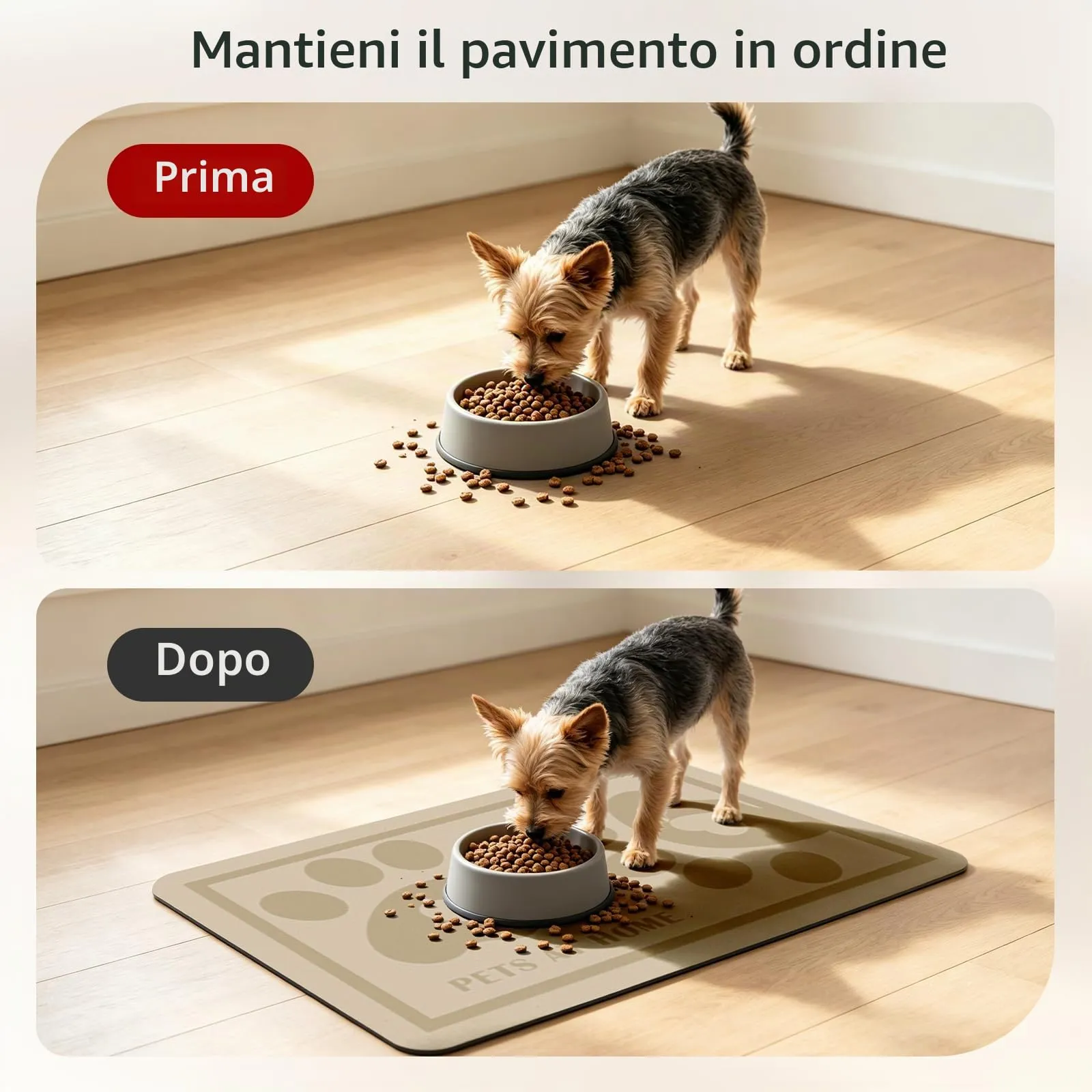 ZICRO Tappetino Alimentazione per Animali Domestici, Beige, 30x50cm - immagine 3
