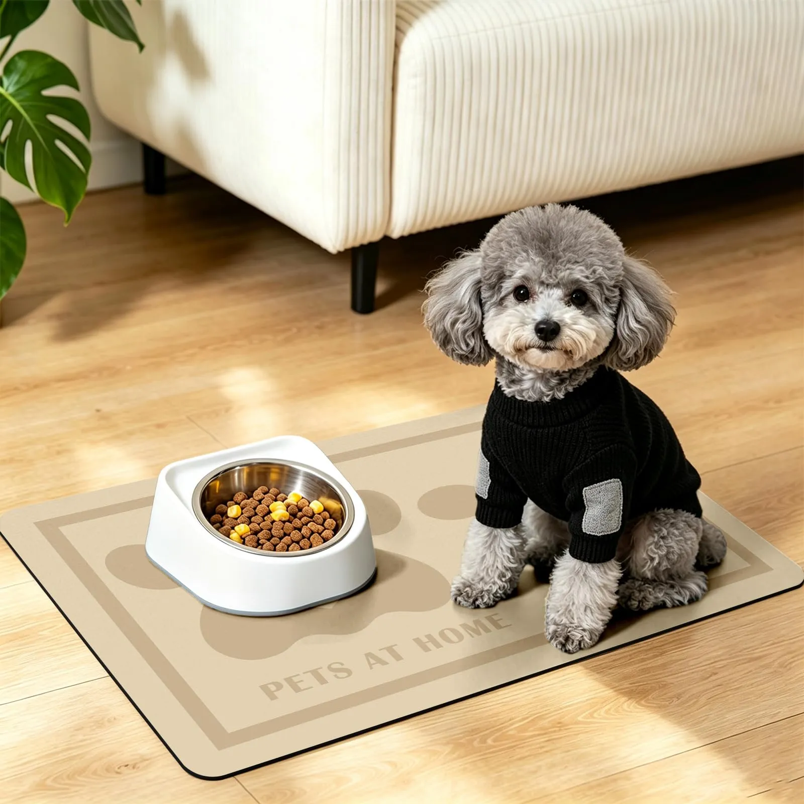 ZICRO Tappetino Alimentazione per Animali Domestici, Beige, 30x50cm - immagine 5