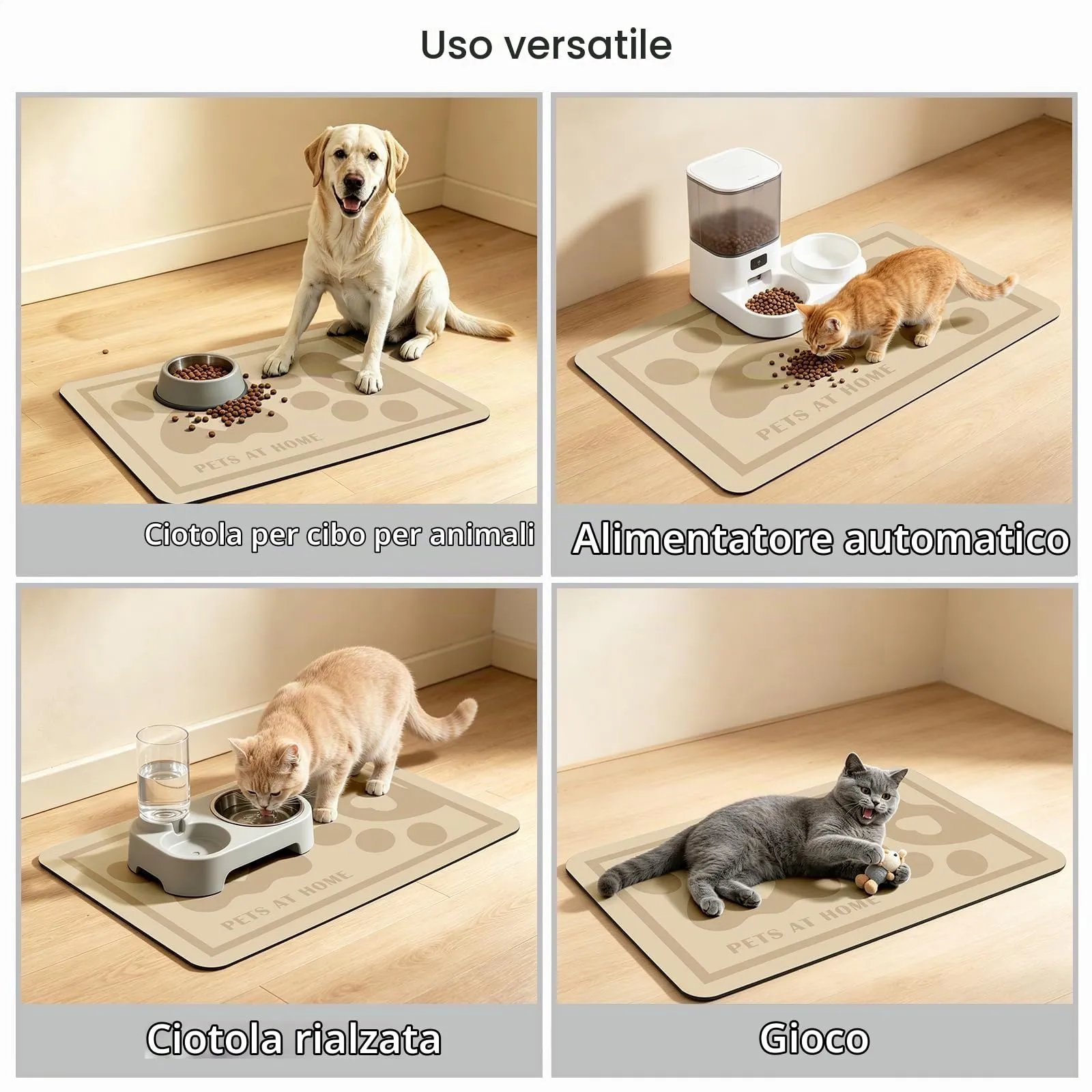 ZICRO Tappetino Alimentazione per Animali Domestici, Beige, 30x50cm - immagine 6