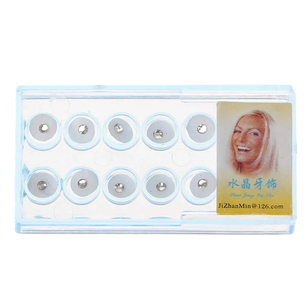 YO-HAPPY 2mm Colored Crystal Tooth Gems Dental Jewelry Decoration, 10pcs/Box - immagine 1