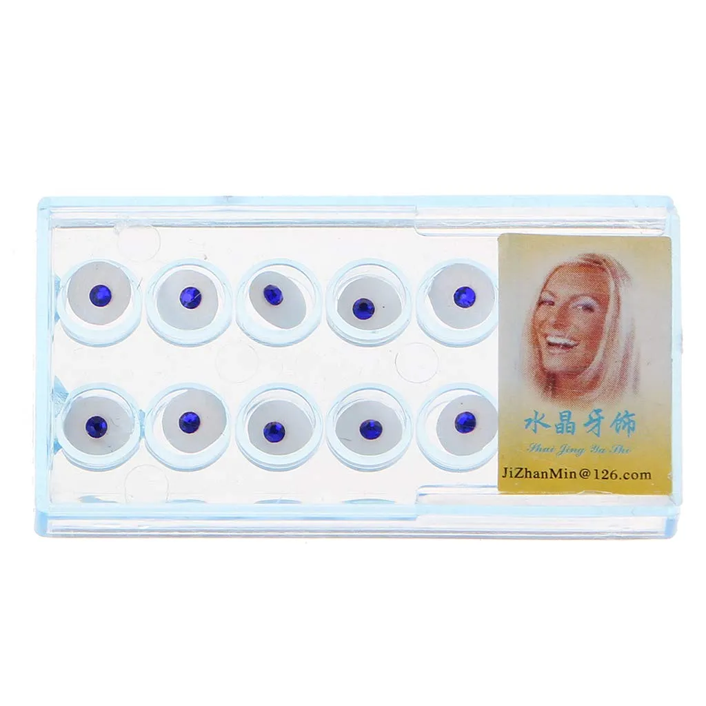 YO-HAPPY 2mm Colored Crystal Tooth Gems Dental Jewelry Decoration, 10pcs/Box - immagine 2