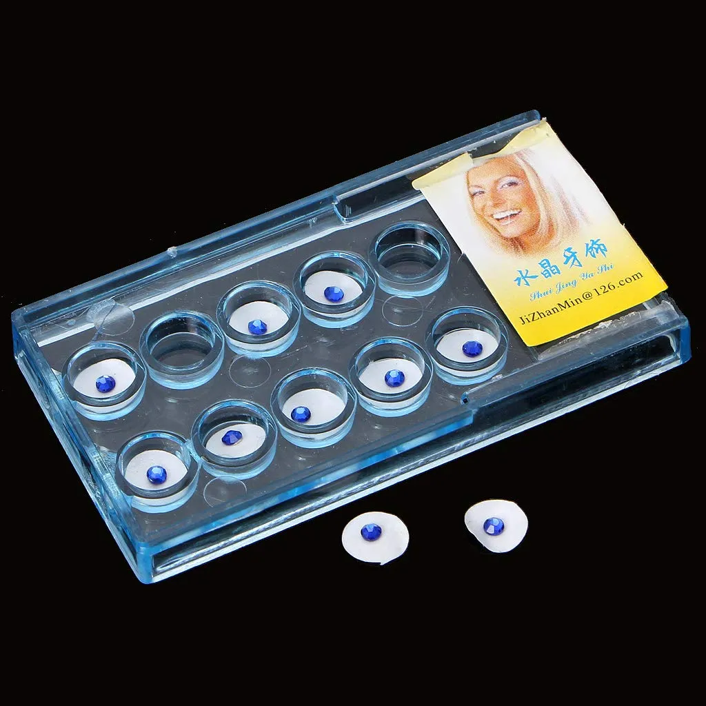 YO-HAPPY 2mm Colored Crystal Tooth Gems Dental Jewelry Decoration, 10pcs/Box - immagine 6